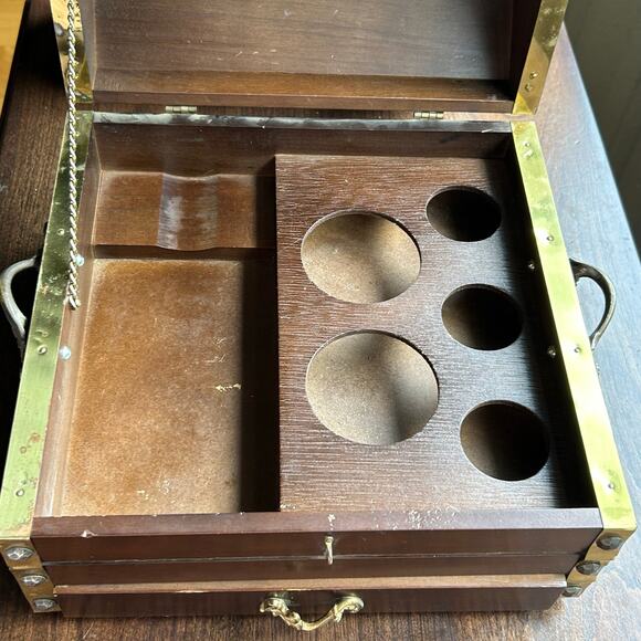 Vintage Treasure Chest Jewelry Box Japan red lining in drawer - Picture 11 of 15